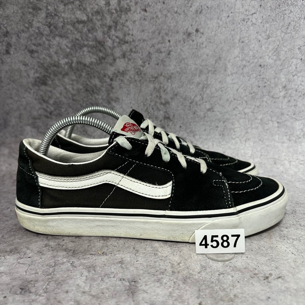 Vans Sk8-Low Sneakers Men Size 9 Black White Skate Shoes Suede Canvas Low Top